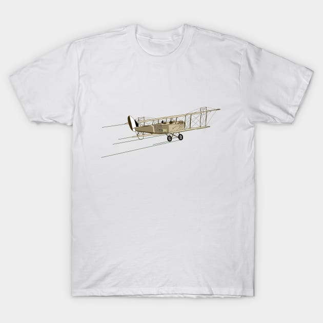 Old Airplane in the blue sky T-Shirt by The world through children's eyes